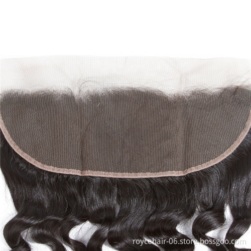 High Quality Illusion Loose Deep Ear To Ear  13*4 Cuticle Aligned Hair Lace Frontal Closure And Bundles